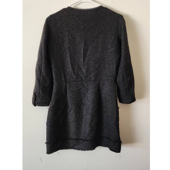 Zara Black Tweed Blazer Mini Dress Metallic Double Breasted - Picture 4 of 11